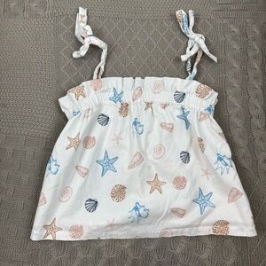 LOFT Elastic Band Sleep Tank Coastal Shell Theme ~ XS